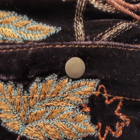 J. Jill Brown Velvet Floral Embroidered Top - Johnny Was Style - Picture 4 of 8